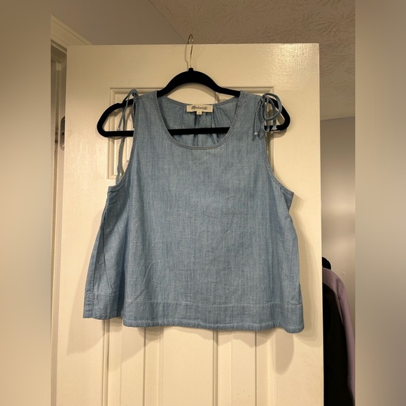 Madewell Crop Swing Chambray Cotton Tank Top - Picture 4 of 7